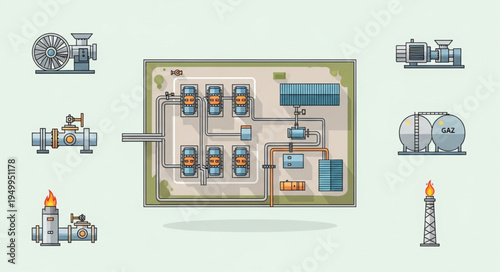 Detailed Diagram of a Natural Gas Processing Plant.