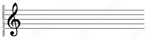 Empty musical staff with treble clef for writing notes, isolated on a white background.