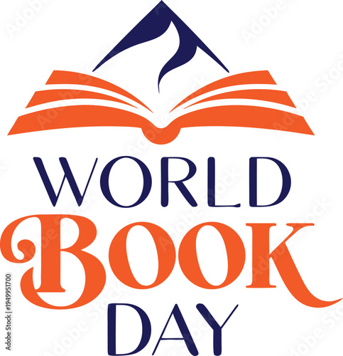 World book day logo with open book and mountain