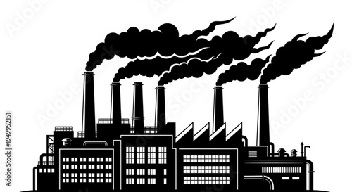 Industrial factory silhouette in urban cityscape vector illustration
