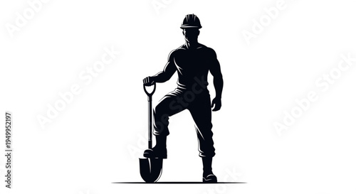 Silhouette of a man with a broom vector illustration