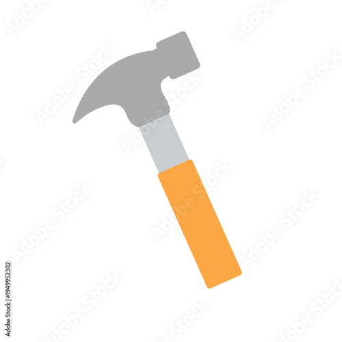 Isolated illustration of a hammer tool with a yellow handle for craftsman equipment icon.