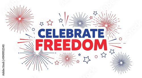 Set of patriotic fireworks and stars vector graphics