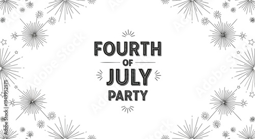 Fourth of July party vector illustration with fireworks