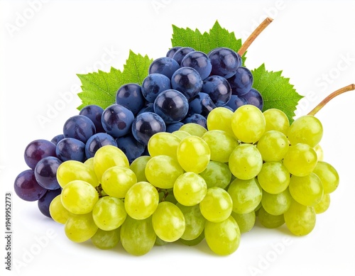 Assorted Red Green and Purple Grapes on White