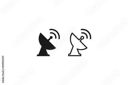 Satellite dish antenna icon for telecommunication and broadcast signal