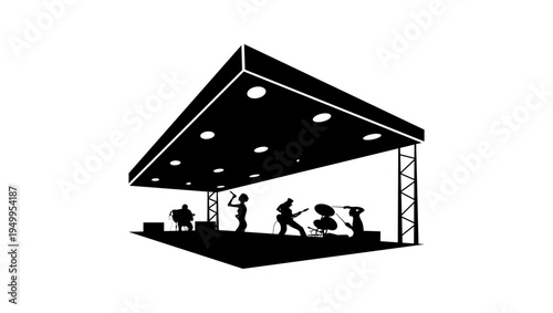 concert stage, black isolated silhouette