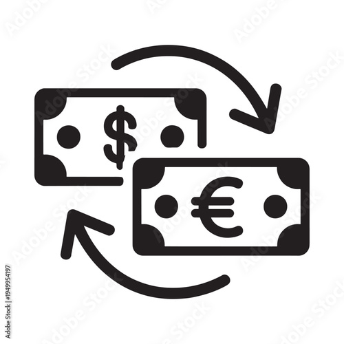 Currency exchange between us dollars and european euros depicted as an icon