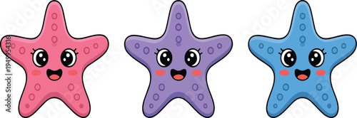 Cartoon colorful starfish sea creature isolated on white background marine life ocean animal vector illustration for aquatic design