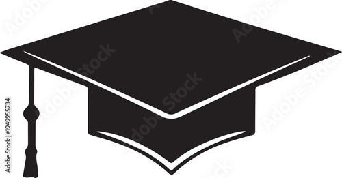 Graduation cap silhouette icon academic success symbol isolated on transparent background
