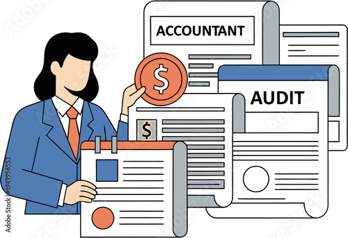 Professional Financial Management An illustrative depiction of accounting tasks, business auditing, and effective monetary oversight for economic success in corporate environments