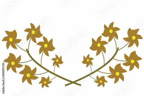 Golden floral wreath with delicate stems and petals