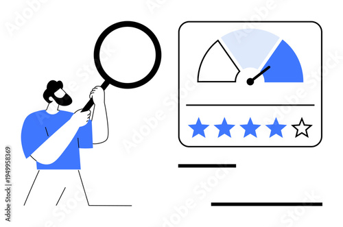 Customer evaluation concept. Customer reviews are essential for reputation analysis and rating system accuracy. Customer evaluation enhances service feedback. For business, marketing, UX design