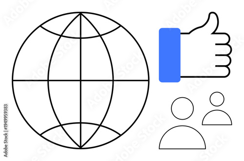 Social media concept. Social media interaction and global connections ed by globe and thumbs up symbol. Social media simplifies online engagement. Ideal for marketing, networking, communication
