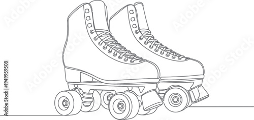 Line drawing of roller skates on white background