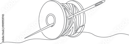 Thread spool with needle for sewing