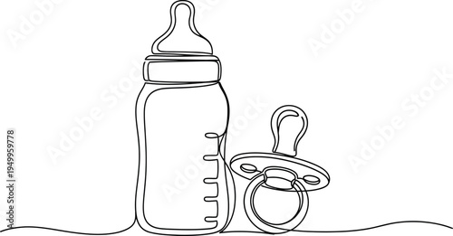 Baby bottle and pacifier illustration