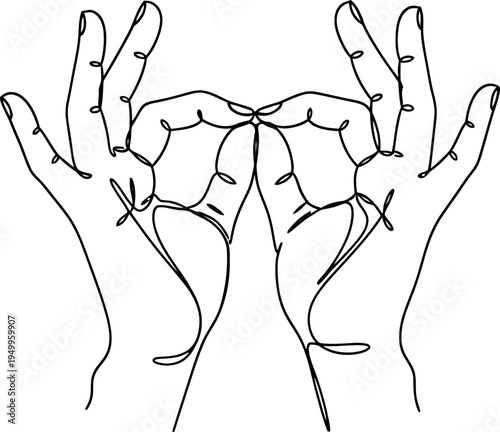 Line drawing of hands forming a heart shape