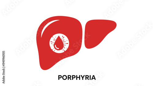 Porphyria Liver Disease Icon Vector Illustration with Blood Drop Symbol, Medical Health Awareness Graphic