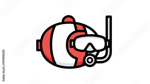 Scuba Diving Mask and Snorkel Icon Vector Style Graphic for Underwater Exploration and Water Sports Design