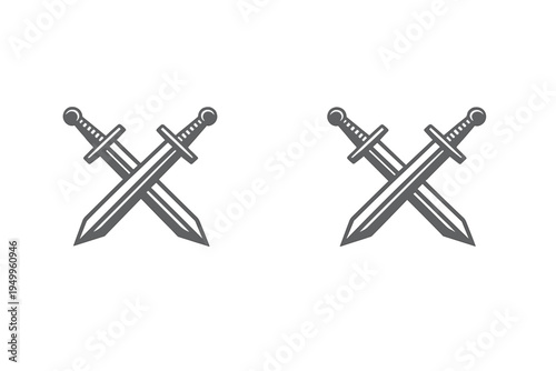 Two pairs of crossed short swords in a minimalist vector style