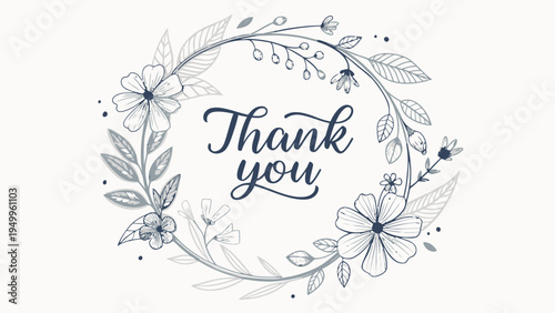 Gratitude concept with floral wreath and thank you message in elegant script