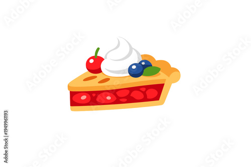 A vector illustration of a delicious slice of cherry pie with a