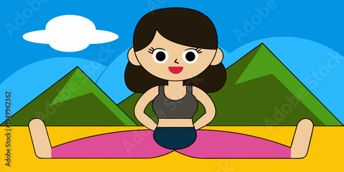 woman doing yoga on top of the mountain
