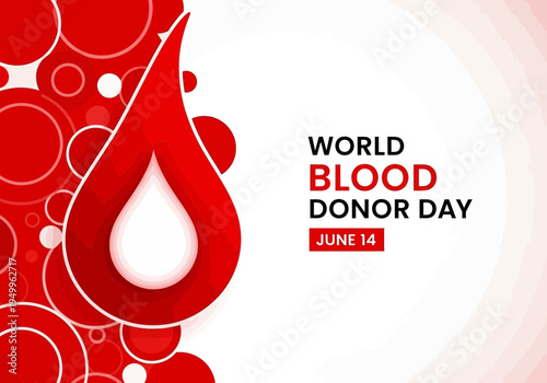 Red and white design for world blood donor day on june 14th