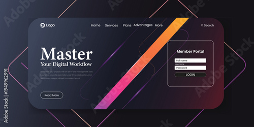 Digital Workflow Mastery: Modern and sleek website design, invites users to master their digital workflow