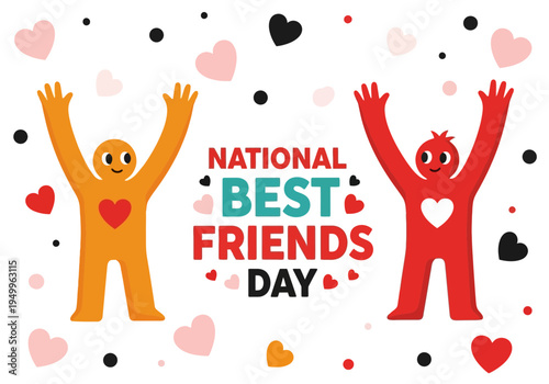 National best friends day celebration with colorful characters