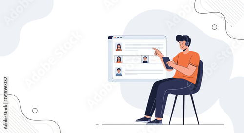 Man reviewing resumes online on a digital tablet, recruitment concept