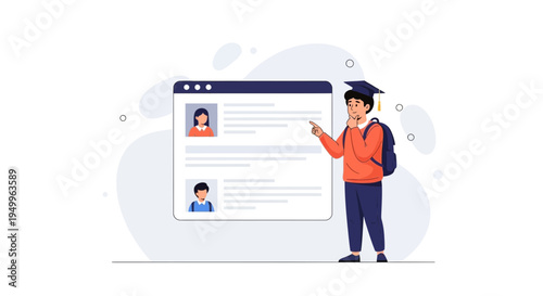 Student choosing online course or career path from a list on a computer screen