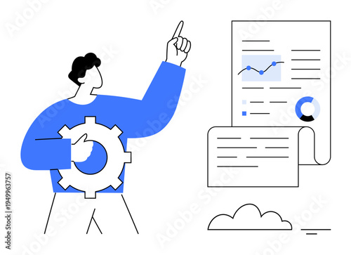 Business strategy highlighted through data management symbols and analytics tools. Business growth and optimization benefit from data-driven decisions, visual dashboards, and reporting. Ideal