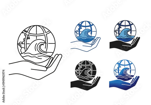 Globe with a wave in a hand