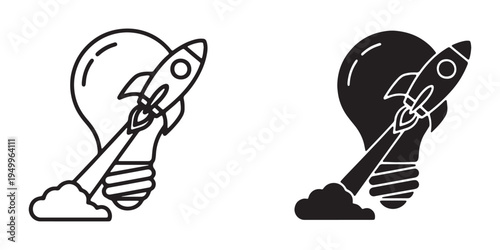 Black and white line art of rockets in various poses and styles combined