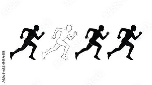 Running man icon, runner athlete jogging sport fitness symbol vector illustration isolated on transparent background, active lifestyle and exercise concept for sports, health, and wellness design.