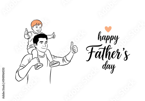 Happy fathers day illustration of father and child