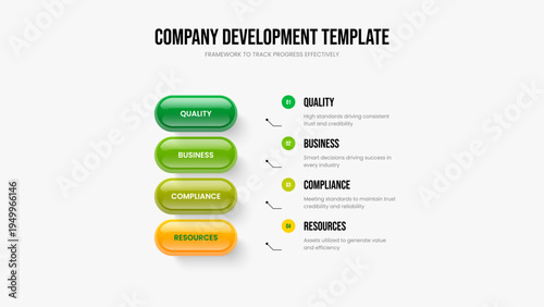 Sales Portfolio 4 Step Infographic Slide Layout. Advertising Forecast Slideshow Template Vector Illustration. Project Introduction Four Element Diagram Frame Design.