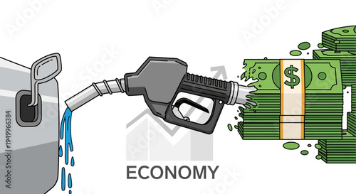 Vector economy concept with gas pump and money
