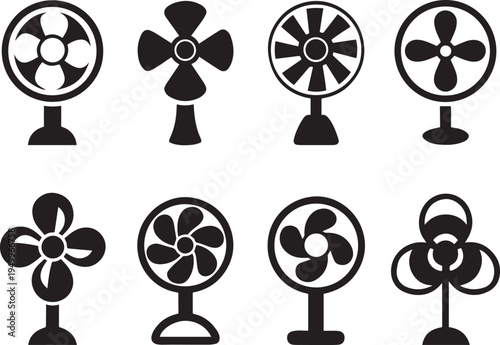 "electric fan silhouette vector – table fan icon clipart for cooling, ventilation, and home appliance design"
