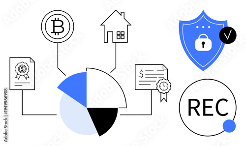 Blockchain concept. Blockchain connects cryptocurrency, security protocols, and finance. Blockchain drives innovation in payments, contracts, and digital finance. Use in fintech, blockchain