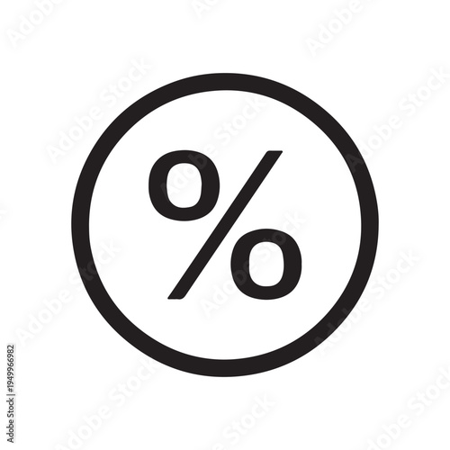 Black circle with percentage symbol inside on white background