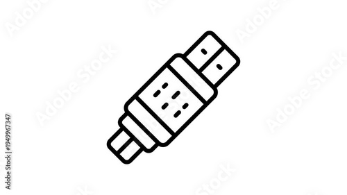 Trendy outline style icon animation showing usb wire