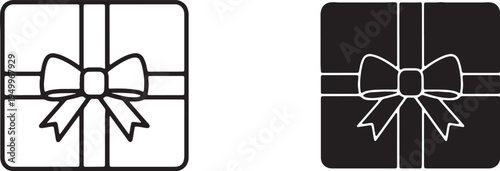 Black and white gift boxes with bows on top