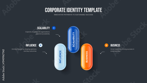 Enterprise Forecast Slideshow Design Vector Illustration. Company Analysis Three Option Infographic Frame Template. Project Overview 3 Element Diagram Presentation Layout.