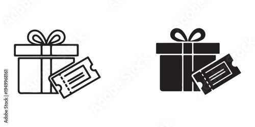 Black and white gift boxes with tickets coming out