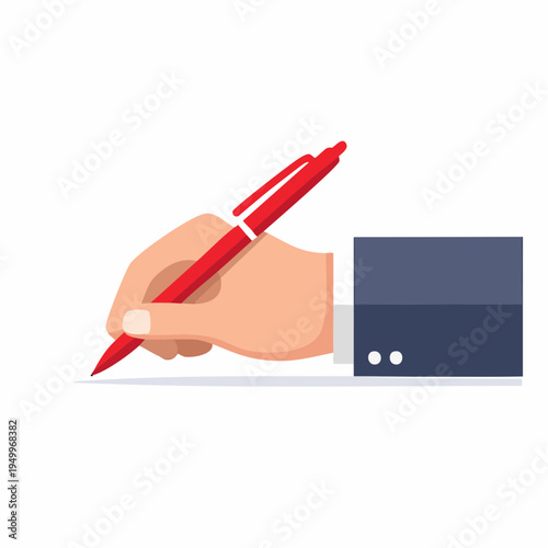 Penmanship Precision: A focused hand, clad in a formal suit, wields a striking red pen with purpose. Sign the document, capturing a moment of focus and clarity
