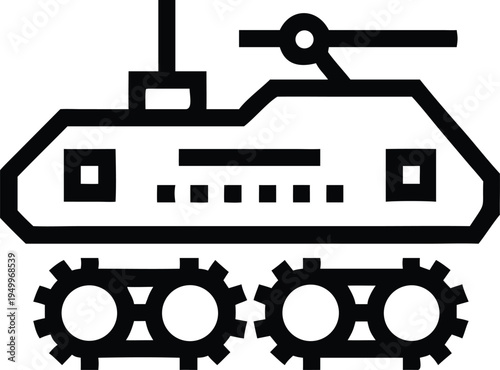 A military armored vehicle with tracks and a turret featuring a weapon system