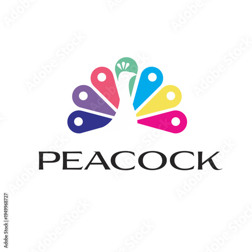 Peacock TV Streaming Service Logo with Colorful Stylized Icon